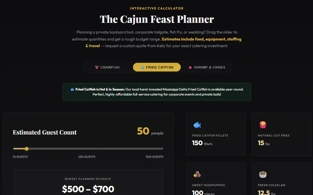 The Cajun Feast Catering Calculation Engine