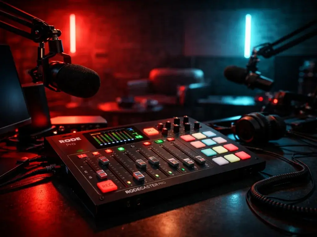 Studio Session Detail Power Digital Studio Hardware - Rodecaster Pro Neon