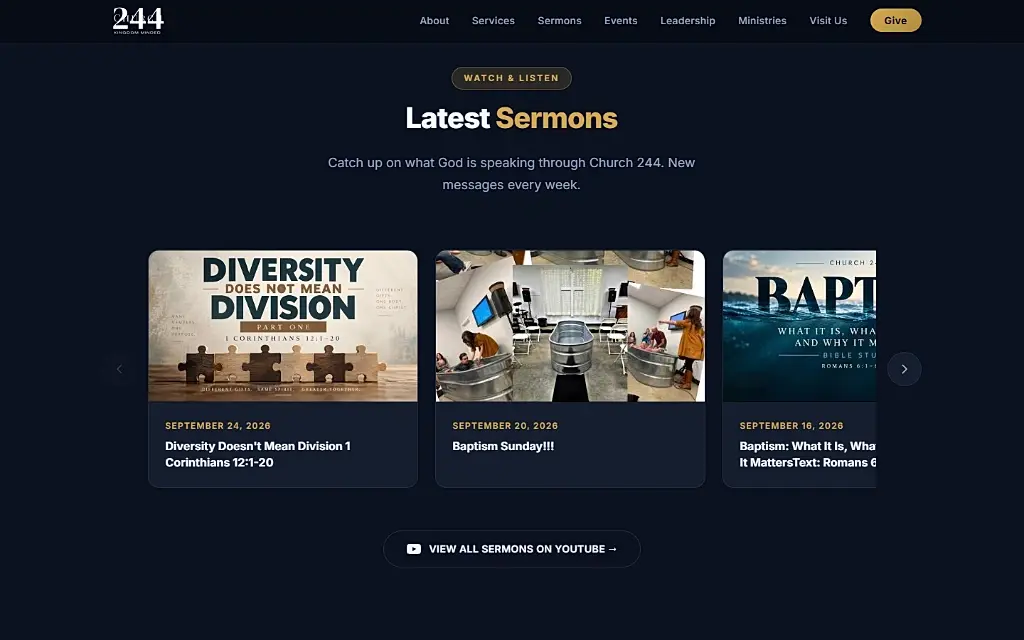 Sermon Livestream Archive (YouTube Live)